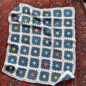 Handmade Granny Squares Crochet Throw Newborn Baby Crib Stroller Nursery Blanket